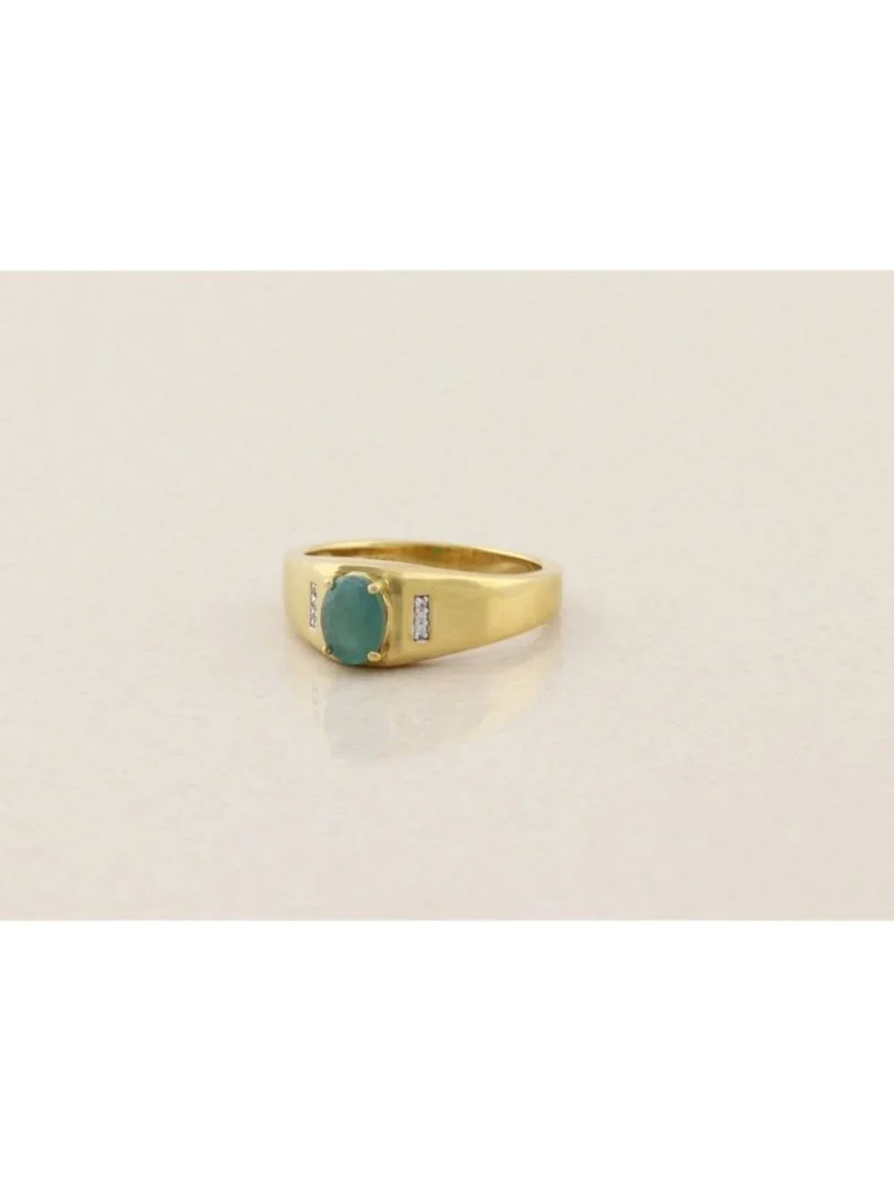 Men's 18k Gold Plate over Sterling Silver Emerald & White Zircon Ring Size 12